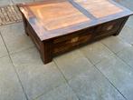 Leuke stoere massief teak houten salontafel met 2 grote lade, 50 tot 100 cm, Minder dan 50 cm, Stoer industrieel, 100 tot 150 cm