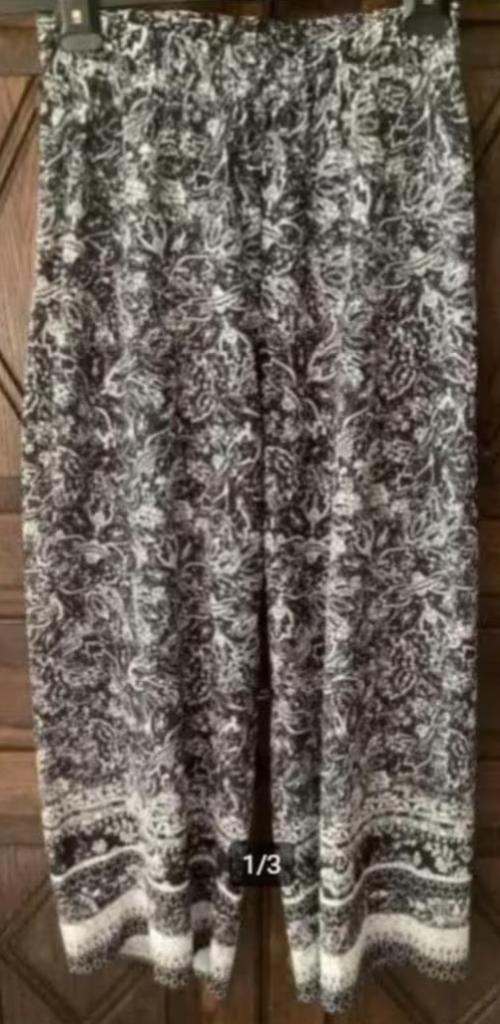 Zwart - witte broek leuke print; Viventy; 38; lengte 100 cm, Kleding | Dames, Broeken en Pantalons, Zo goed als nieuw, Maat 38/40 (M)