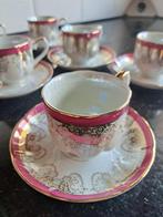 Antieke kop en schotels - parelmoer glans - set van 6, Ophalen of Verzenden, Nieuw, Porselein, Kop en/of schotel