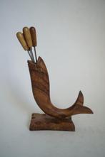 vintage handgemaakte cocktail vorkjes houten vis tapas., Ophalen of Verzenden, Huis en Inrichting