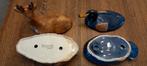 Paté pot 2 x Michel Cougant  1 x eend  blauw 1 x ree bruin, Antiek en Kunst, Antiek | Keramiek en Aardewerk, Ophalen