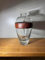 Vintage 'cocktail shaker' vaas met leren opzet, Ophalen of Verzenden