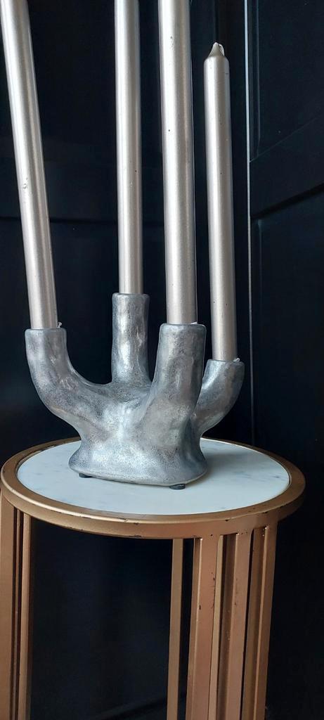 HK Living Koraal Kaarshouder Zilver - Nieuwstaat!, Huis en Inrichting, Woonaccessoires | Kandelaars en Kaarsen, Ophalen of Verzenden