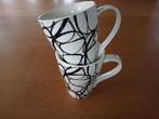 Zwart/wit mokken lijnmotief, Huis en Inrichting, Keuken | Servies, Ophalen of Verzenden, Zo goed als nieuw, Overige stijlen, Kop(pen) en/of Schotel(s)