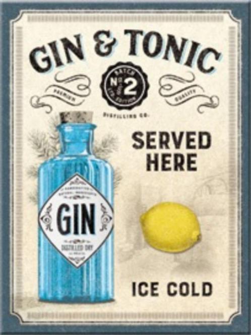 Gin en Tonic served here ice cold magneet koelkastmagneet, Verzamelen, Merken en Reclamevoorwerpen, Nieuw, Reclamebord, Ophalen of Verzenden