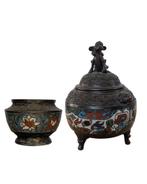Antieke Japanse Cloisonné Wierookbranderset – ca. 1920–1935, Ophalen of Verzenden, Gebruikt