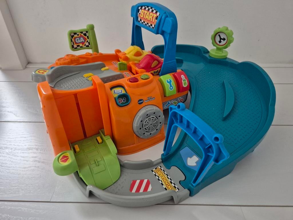 VTech Toet Toet Auto's Race Circuit  - 2 in 1 Speelset, Kinderen en Baby's, Speelgoed | Vtech, Zo goed als nieuw, Ophalen of Verzenden