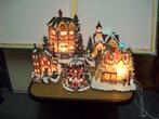 Kersthuisjes  met verlichting -   5 stuks -   zie foto's, Diversen, Ophalen, Zo goed als nieuw