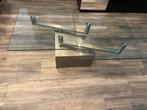 Glazen verstelbare salontafel met RVS onderstel, Huis en Inrichting, Tafels | Salontafels, Ophalen, 100 tot 150 cm, 50 tot 100 cm