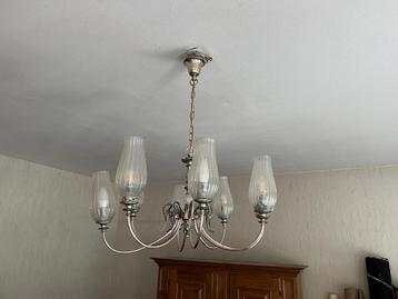 Vintage kroonluchter / hanglamp – 6 glazen kelken beschikbaar voor biedingen