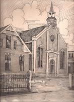Roodeschool tekening Kerk Sievers 50/60er jaren, Ophalen of Verzenden