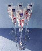 6 Leonardo langstelige glazen rood/wit patroon -handgemaakt, Antiek en Kunst, Antiek | Glas en Kristal, Ophalen