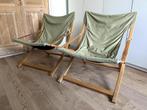 Vintage safari stoel, vouwstoel, tuinstoel, strandstoel, Ophalen, Gebruikt, Hout, Inklapbaar