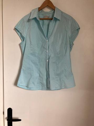 Vintage bloesje licht blauw wit fijn ruitje katoen beschikbaar voor biedingen