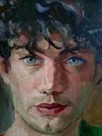 PORTRET==== jonge man met blauwe ogen ==GESIGNEERD==, Antiek en Kunst, Kunst | Schilderijen | Modern, Ophalen