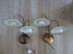 twee mooie vintage wandlampjes (brons/messing) met dimmer., Ophalen, Gebruikt, Glas, Luxe vintage klassiek