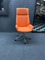 Bureau stoel, hout met kunst leder ORANJE  van kleur., Ophalen of Verzenden, Nieuw, Oranje, Bureaustoel