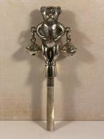 Zilveren rammelaar, beertje met belletjes, Ophalen of Verzenden, Zilver