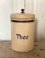 Brocante oud creme Thee blik met knopje, Antiek en Kunst, Curiosa en Brocante, Ophalen of Verzenden