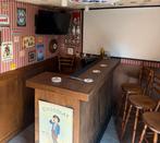Stoere Douglas houten bar met zwarte steigerbuis voetsteun, Ophalen of Verzenden, Zo goed als nieuw
