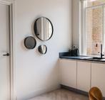 3 stalen wandspiegels, Huis en Inrichting, Woonaccessoires | Spiegels, Ophalen, Rond, Zo goed als nieuw, Minder dan 100 cm