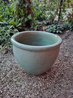 Bloempot groen glazuur, Tuin en Terras, Gebruikt, Tuin, Rond, Minder dan 40 cm