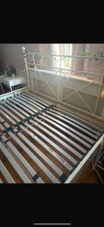 Bedframe + lattenbodem 140x200, Ophalen, Wit, Tweepersoons, 140 cm
