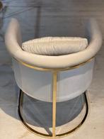 Fluwelen Stoel Met Metalen Poten – Wit/Gold, Overige materialen, Wit, Nieuw, Ophalen of Verzenden