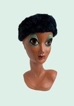 Hoofdband echte schapen bont, donkerblauw, Kleding | Dames, Ophalen of Verzenden, Zo goed als nieuw, Maat 38/40 (M), Muts