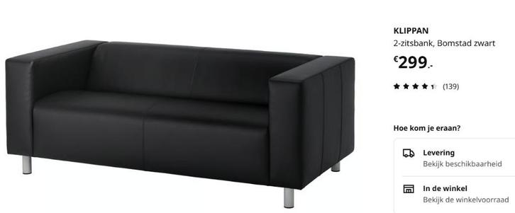 2 zits bankje KLIPPAN van Ikea, Huis en Inrichting, Banken | Bankstellen, Gebruikt, Rechte bank, Tweepersoons, 150 tot 200 cm