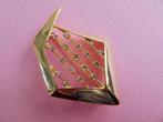 jwg Vintage 80s Memphis design broche goud verguld strass, Sieraden, Tassen en Uiterlijk, Verzenden, Overige materialen, Broche