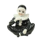 Vintage Pierrot Beeldje Porselein Zittende Harlekijn Nar, Ophalen of Verzenden, Gebruikt, Mens
