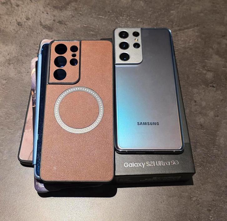Samsung S21 ultra 256GB met hoesjes, Telecommunicatie, Mobiele telefoons | Hoesjes en Frontjes | Samsung, Gebruikt, Ophalen of Verzenden