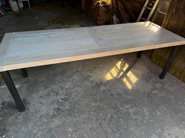 Industriële Eiken Eettafel, Huis en Inrichting, Tafels | Eettafels, Zo goed als nieuw, 100 tot 150 cm, 200 cm of meer, Vijf personen of meer