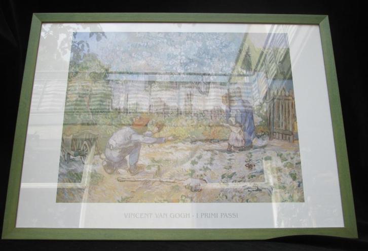 Prent Vincent van Gogh in Grote Groene Houten Lijst 54 x 74, Huis en Inrichting, Woonaccessoires | Lijsten, Gebruikt, 50 tot 75 cm