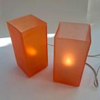 Twee Oranje Ice Cube Tafellampen, Huis en Inrichting, Lampen | Tafellampen, Ophalen of Verzenden, Zo goed als nieuw, Minder dan 50 cm
