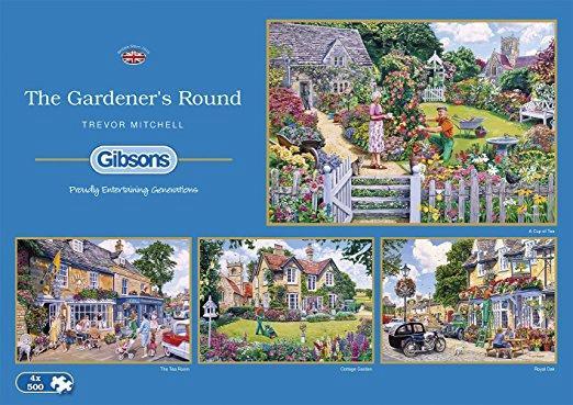 Gibsons - The Gardener's Round - 4x500 stukjes, Hobby en Vrije tijd, Denksport en Puzzels, Nieuw, Legpuzzel, 500 t/m 1500 stukjes