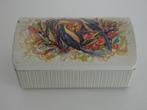 Vintage blik met sierlijke, bont gekleurde vogels, Verzamelen, Blikken, Ophalen of Verzenden, Gebruikt, Overige, Overige merken