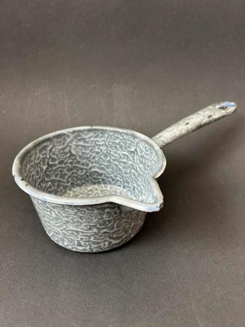 Grijs Gewolkt Emaille Steel/Juspannetje, Antiek en Kunst, Antiek | Emaille, Ophalen of Verzenden