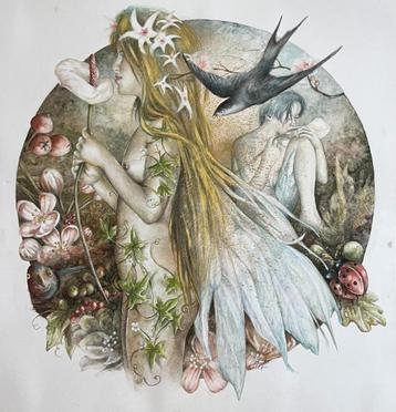 origineel Feeën kunstwerk - ‘Fairy’ - beschikbaar voor biedingen