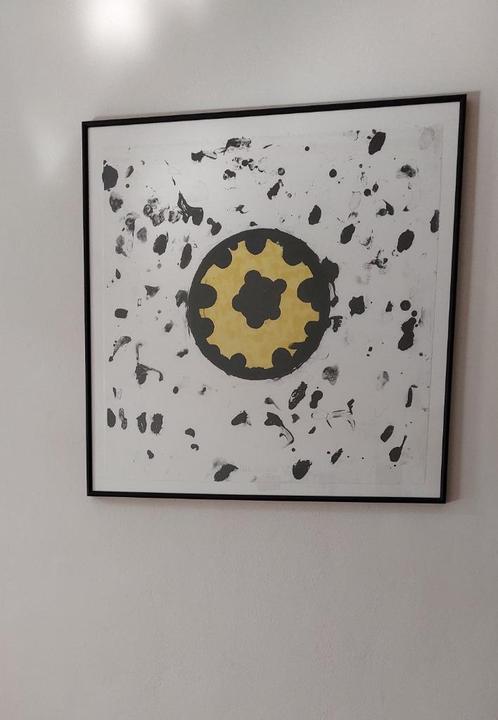 Kees de Goede Litho zwart wit geel, Antiek en Kunst, Kunst | Schilderijen | Abstract, Ophalen
