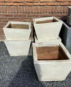Grote witte stevige zware terracotta stenen tuinpotten set 7, Tuin en Terras, Bloempotten, 25 tot 40 cm, Gebruikt, Minder dan 40 cm