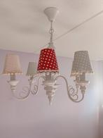Vintage Kroonluchter met Stippen Lampenkappen, Ophalen, Gebruikt, Metaal, Vintage