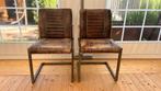 4 eetkamer stoelen van buffelleer, Ophalen of Verzenden, Gebruikt, Bruin, Vier