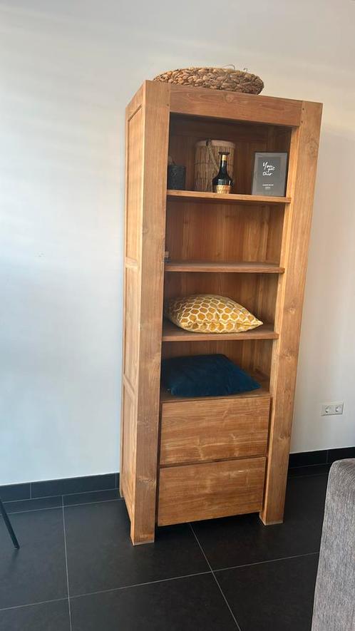 3 smalle Teakhouten kasten, Huis en Inrichting, Kasten | Boekenkasten, Zo goed als nieuw, 200 cm of meer, 25 tot 50 cm, Met lade(s)