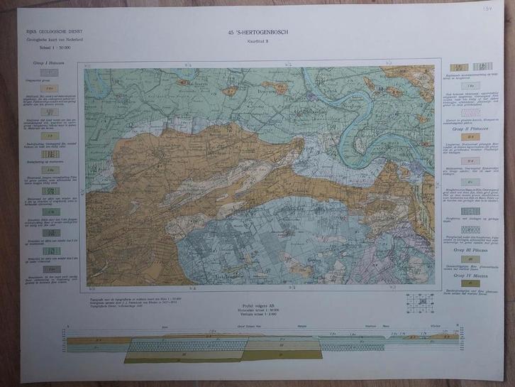 134 / Geologische kaart (1935) 's Hertogenbosch - Den Bosch, Boeken, Atlassen en Landkaarten, Zo goed als nieuw, Landkaart, Nederland
