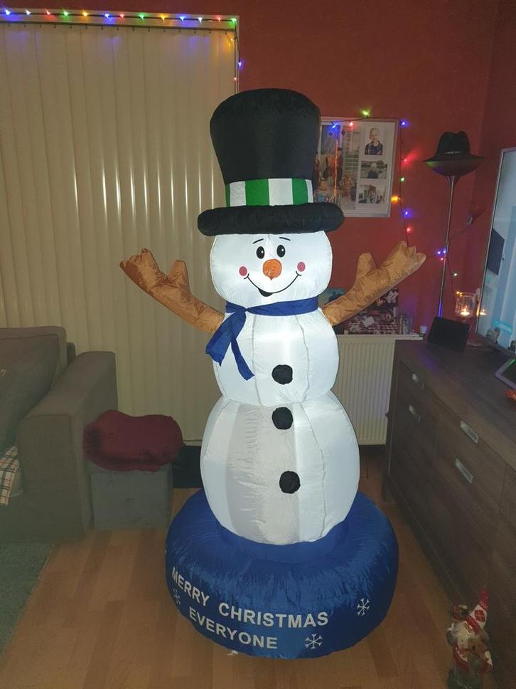 Sneeuwpop opblaasbaar met ledverlichting en luchtpomp, Diversen, Kerst, Nieuw, Ophalen