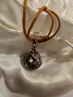 Ti Sento zilveren hanger met leren ketting zgan, Sieraden, Tassen en Uiterlijk, Ophalen of Verzenden, Nieuw, Zilver, Met edelsteen