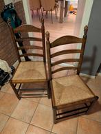 Houten stoelen met rieten zitting - set van 2, Huis en Inrichting, Stoelen, Ophalen, Gebruikt, Twee, Bruin