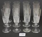 Nr L292: 12 Kristallen ruitjesgeslepen flutes, Antiek en Kunst, Antiek | Glas en Kristal, Ophalen of Verzenden